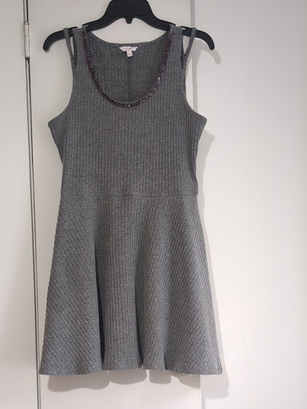 Candie's Gray Ribbed Fit & Flare Tank Dress